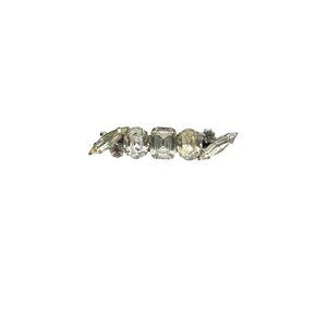 Vintage Rhinestone Bar Pin with Clear Glass Stones Silver Tone Sparkly Pin